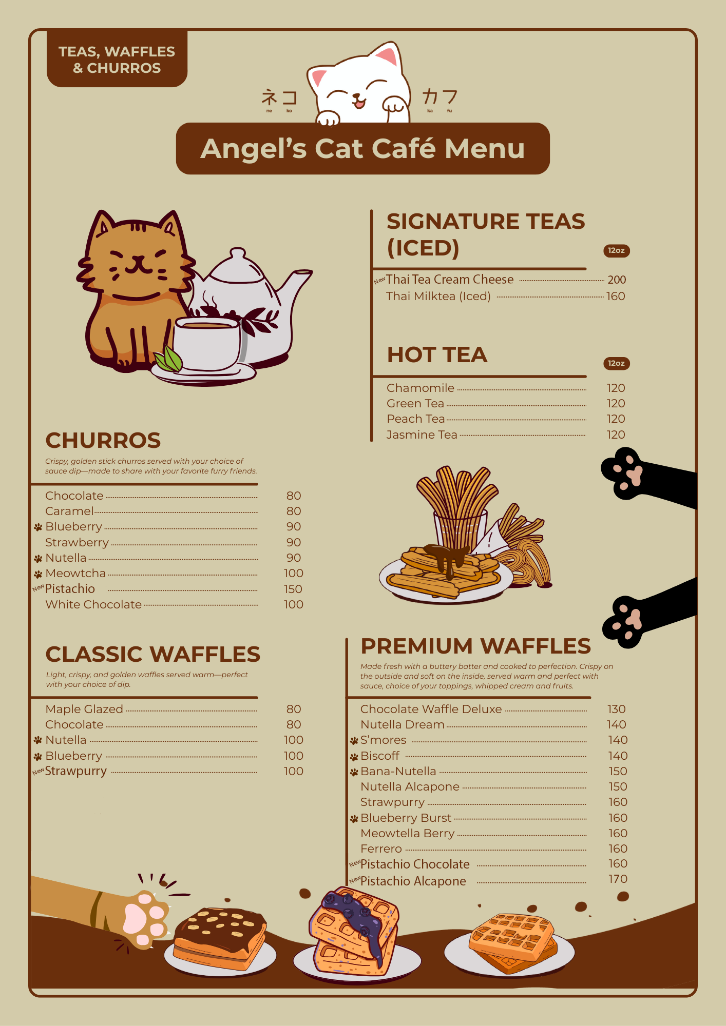 Angel's Cat Cafe menu — food items